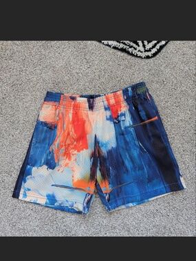 AZVA Men's Blue & Orange Athletic Shorts